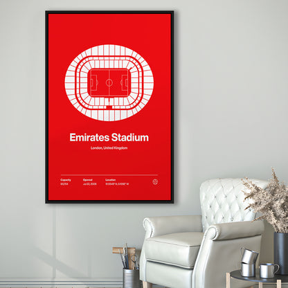 Emirates Stadium Print, Stadium Canvas Art, Man Cave Gift, Floating Framed Canvas Print Wall Art