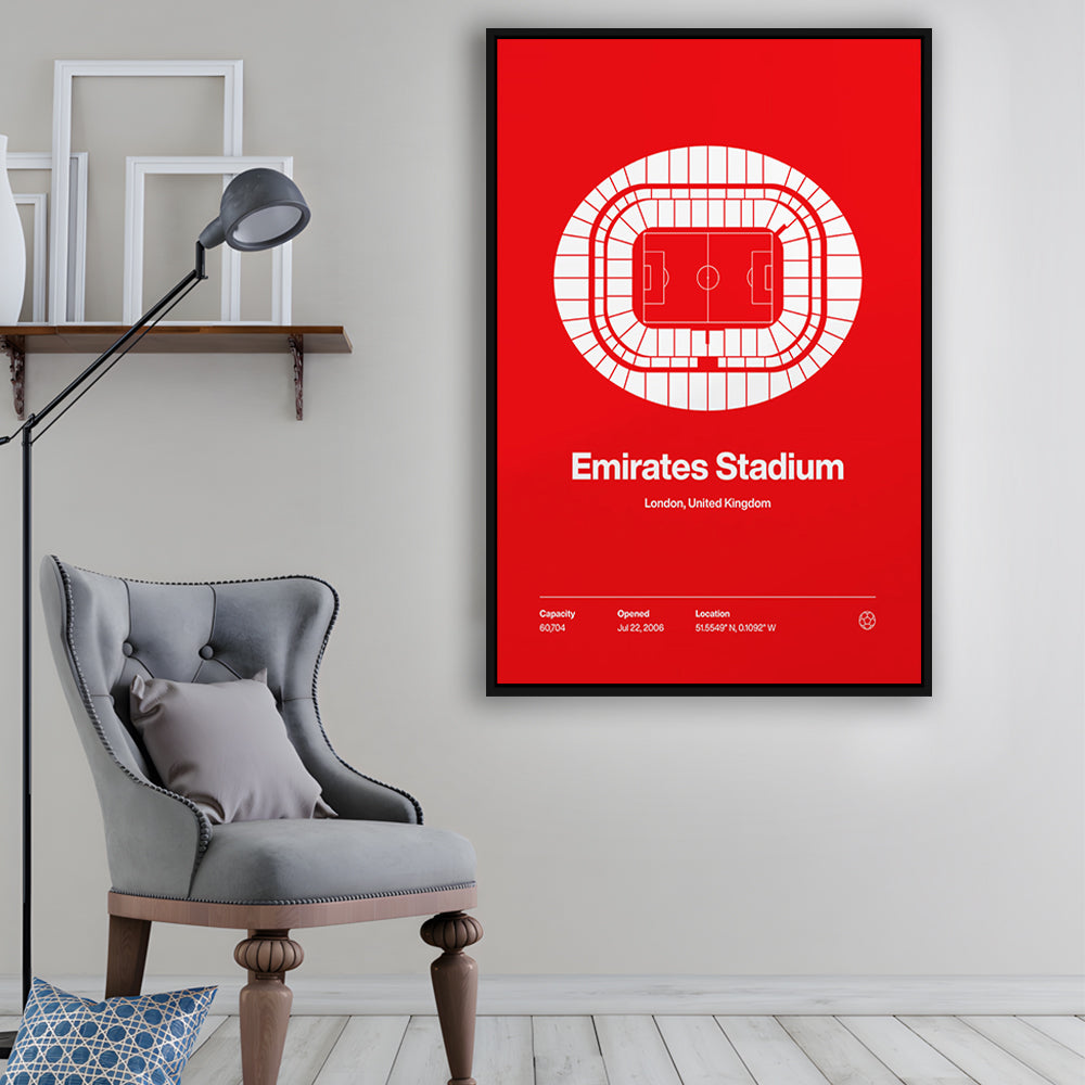 Emirates Stadium Print, Stadium Canvas Art, Man Cave Gift, Floating Framed Canvas Print Wall Art
