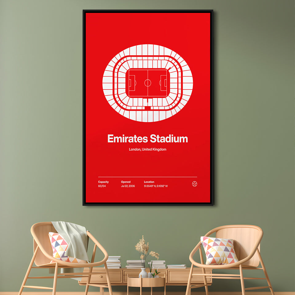 Emirates Stadium Print, Stadium Canvas Art, Man Cave Gift, Floating Framed Canvas Print Wall Art