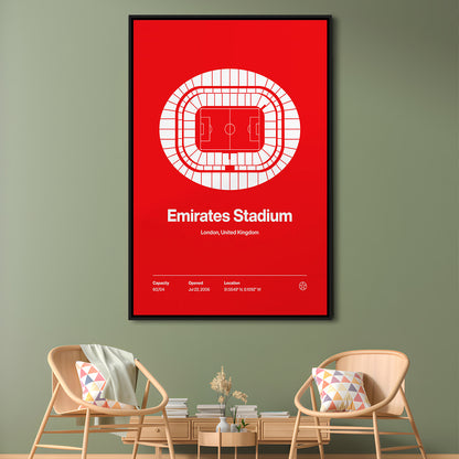 Emirates Stadium Print, Stadium Canvas Art, Man Cave Gift, Floating Framed Canvas Print Wall Art