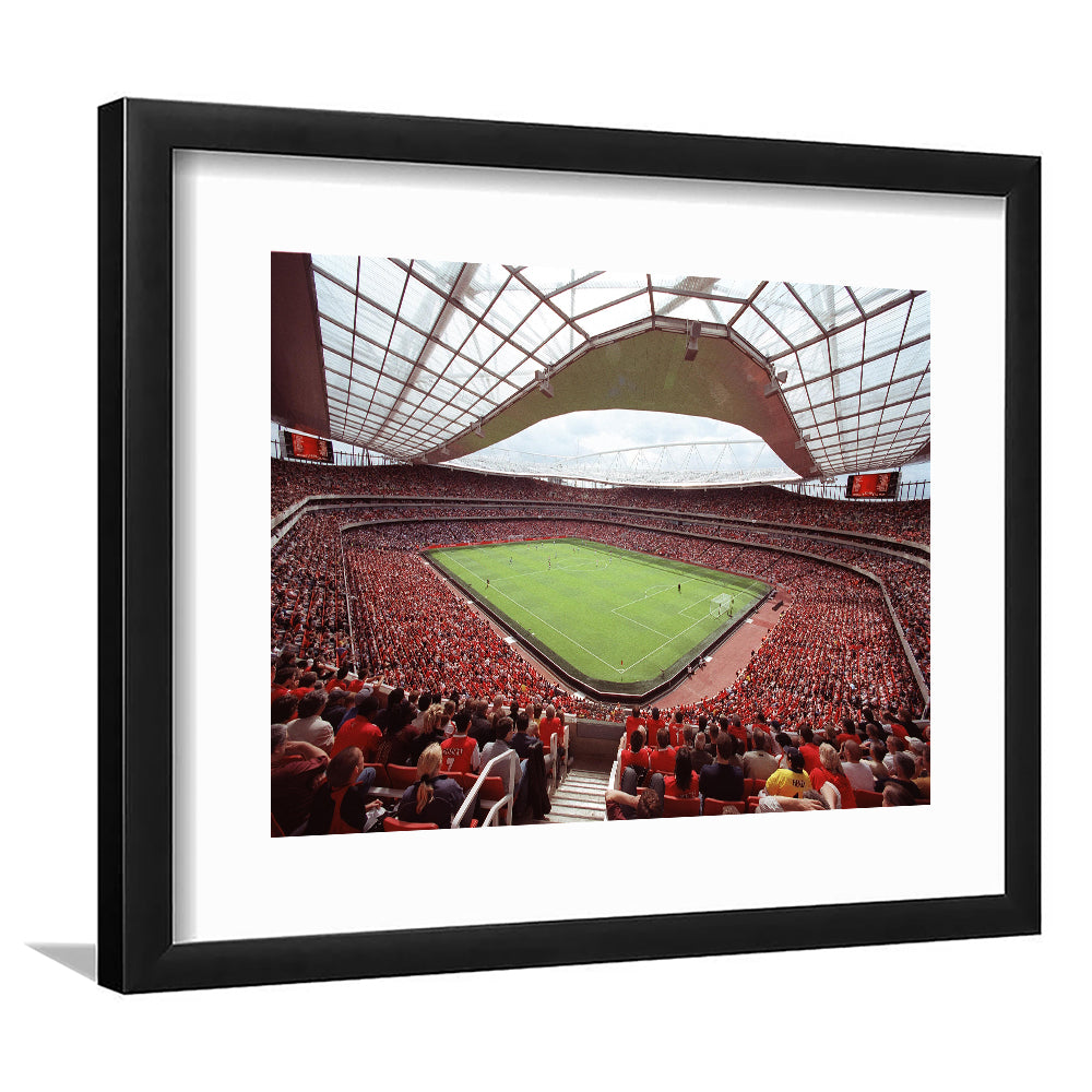 Arsenal in Emirates Stadium, Stadium Canvas, Sport Art, Gift for him, White Border Framed Art Print Wall Decor