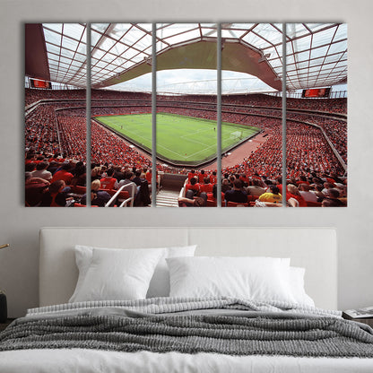 Arsenal in Emirates Stadium, Stadium Canvas, Sport Art, 5 Panel B, Extra Large Canvas, Canvas Print Wall Art