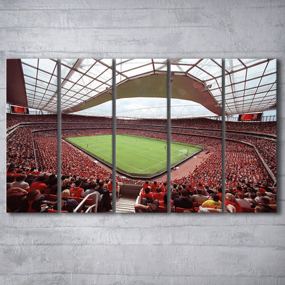 Arsenal in Emirates Stadium, Stadium Canvas, Sport Art, 5 Panel B, Extra Large Canvas, Canvas Print Wall Art