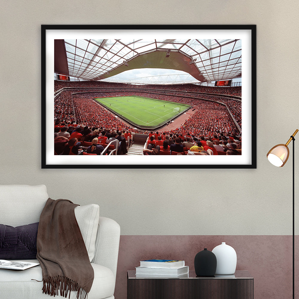 Arsenal in Emirates Stadium, Stadium Canvas, Sport Art, Gift for him, White Border Framed Art Print Wall Decor