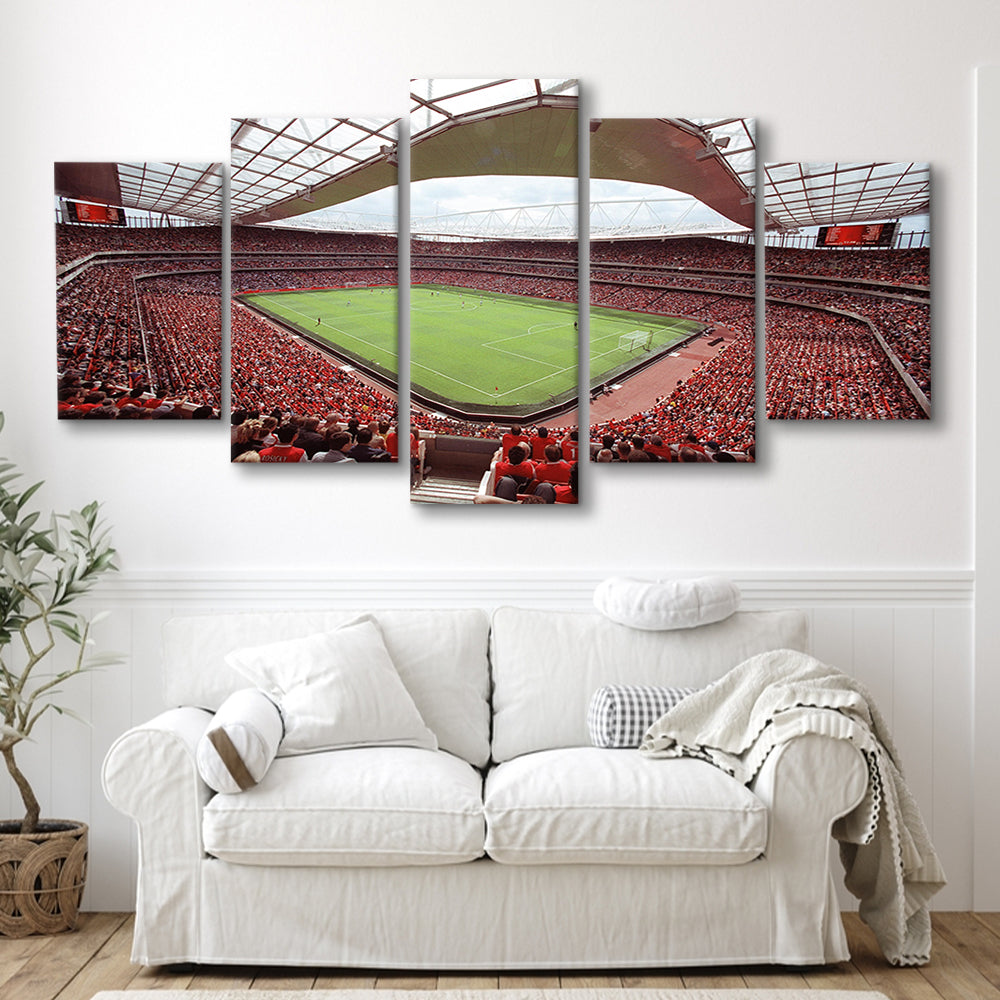 Arsenal in Emirates Stadium, Stadium Canvas, Sport Art, Gift for him, 5 Panel, Large Canvas, Canvas Print Wall Art