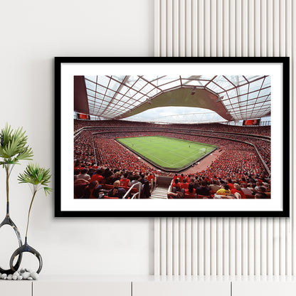 Arsenal in Emirates Stadium, Stadium Canvas, Sport Art, Gift for him, White Border Framed Art Print Wall Decor