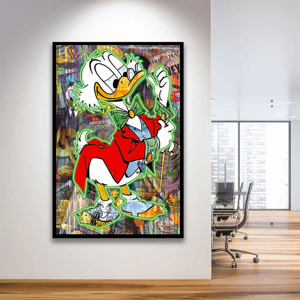 Art Neon Sign Effect Scrooge Mcduck, Framed Art Print, Picture Framed Wall Art Decor