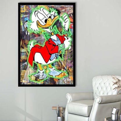 Art Neon Sign Effect Scrooge Mcduck, Framed Art Print, Picture Framed Wall Art Decor