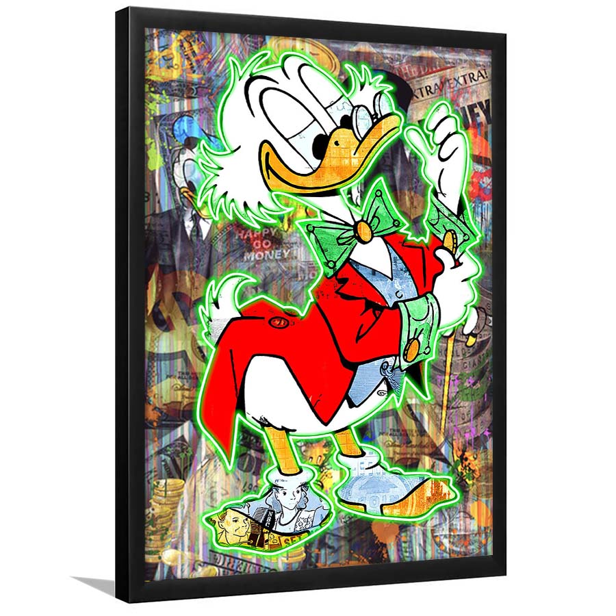 Art Neon Sign Effect Scrooge Mcduck, Framed Art Print, Picture Framed Wall Art Decor