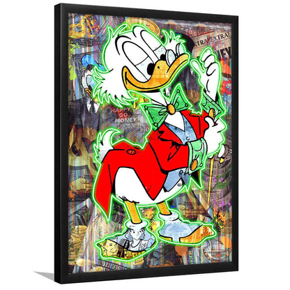 Art Neon Sign Effect Scrooge Mcduck, Framed Art Print, Picture Framed Wall Art Decor