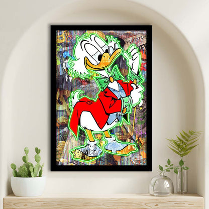 Art Neon Sign Effect Scrooge Mcduck, Framed Art Print, Picture Framed Wall Art Decor