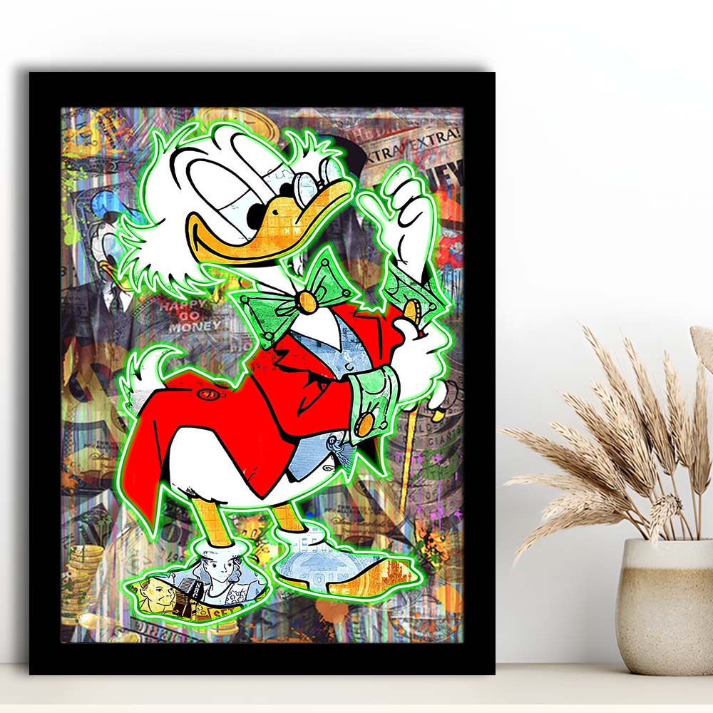 Art Neon Sign Effect Scrooge Mcduck, Framed Art Print, Picture Framed Wall Art Decor