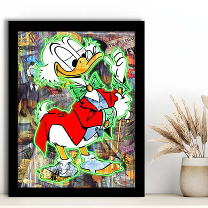 Art Neon Sign Effect Scrooge Mcduck, Framed Art Print, Picture Framed Wall Art Decor