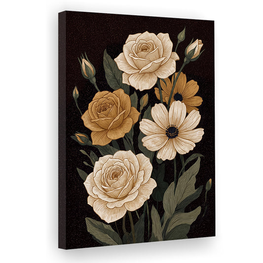 Art Nouveau,Retro Floral Print, Mid Century Modern Botanical Wall Art, Vintage Art Print, Home Decor Art, Canvas Print
