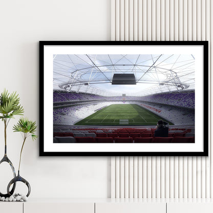 Artemio Franchi Stadium in Italy, Stadium Canvas, Sport Art, Gift for him, White Border Framed Art Print Wall Decor