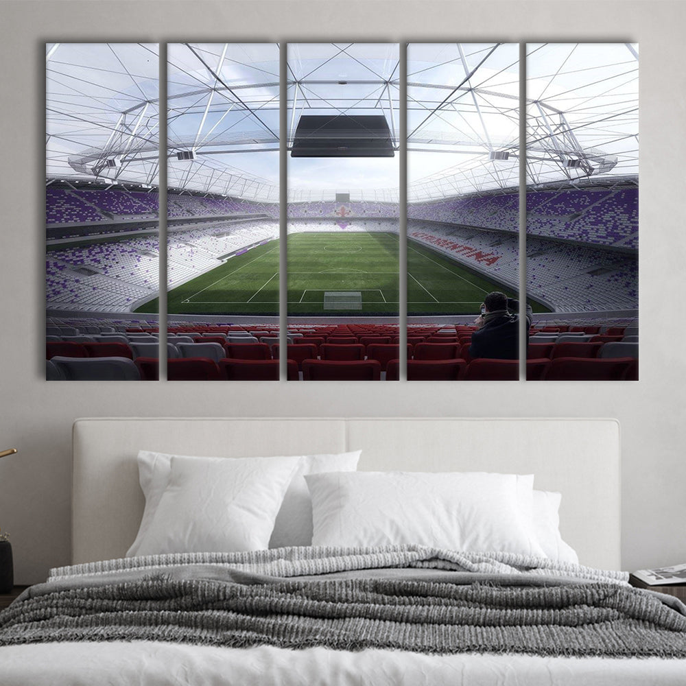 Artemio Franchi Stadium in Italy, Stadium Canvas, Sport Art, 5 Panel B, Extra Large Canvas, Canvas Print Wall Art