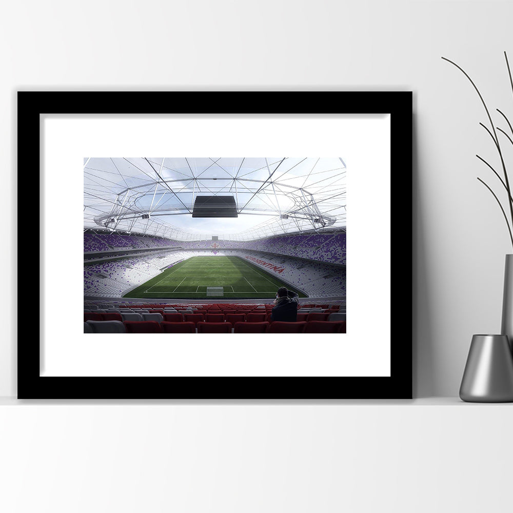 Artemio Franchi Stadium in Italy, Stadium Canvas, Sport Art, Gift for him, White Border Framed Art Print Wall Decor