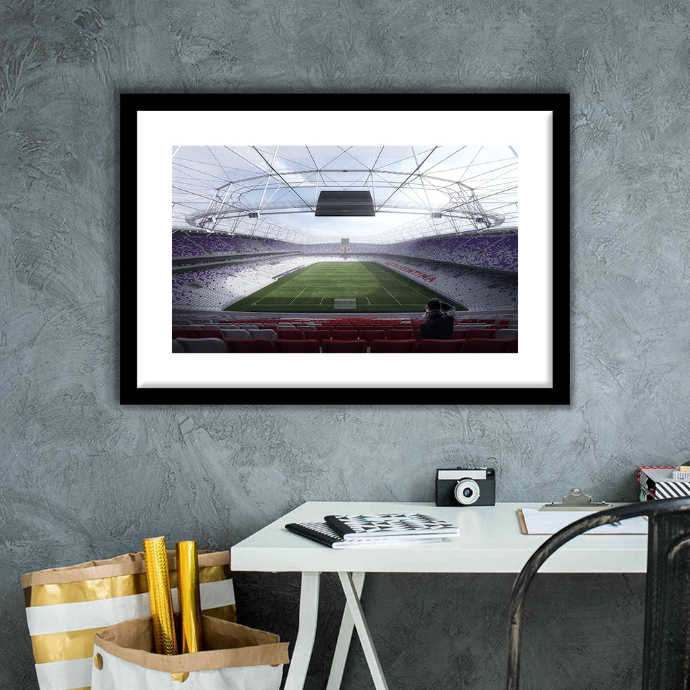 Artemio Franchi Stadium in Italy, Stadium Canvas, Sport Art, Gift for him, White Border Framed Art Print Wall Decor