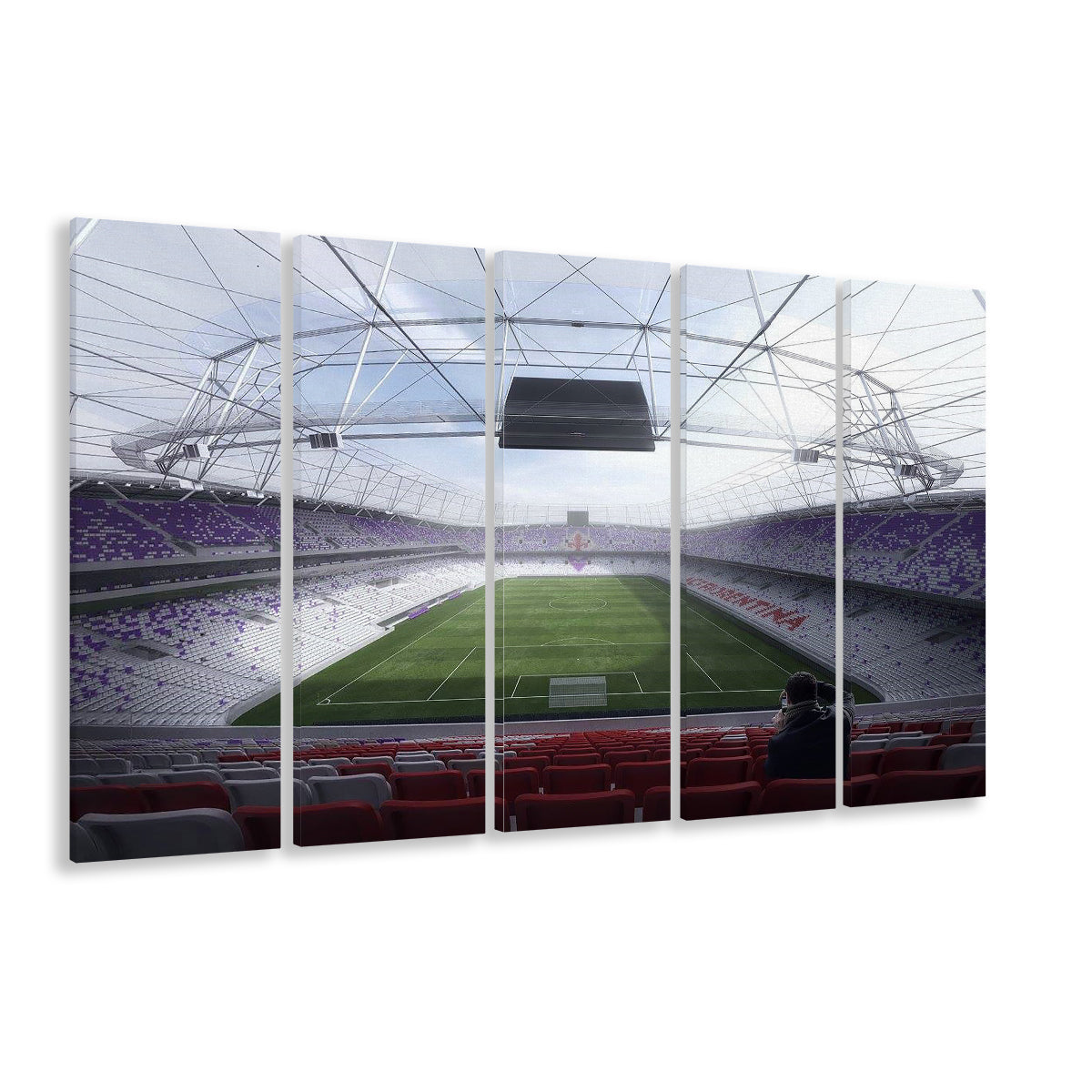 Artemio Franchi Stadium in Italy, Stadium Canvas, Sport Art, 5 Panel B, Extra Large Canvas, Canvas Print Wall Art