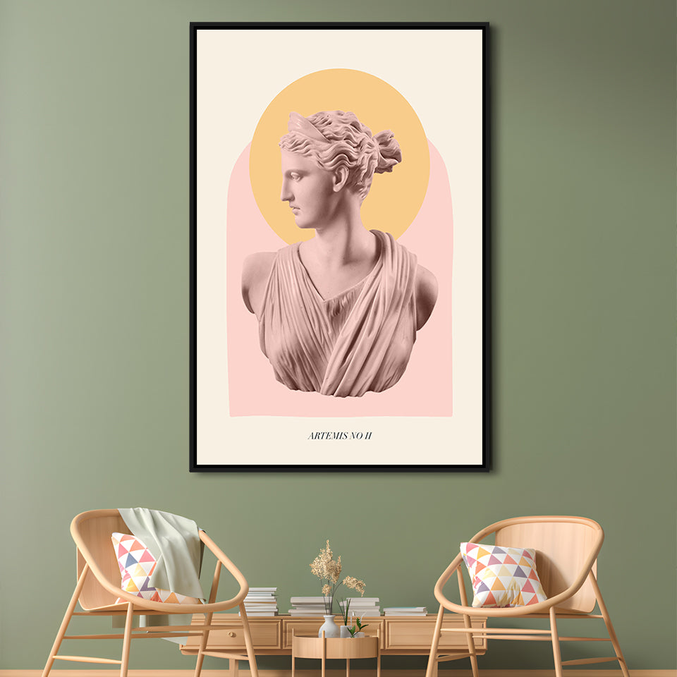 Artemis Pastel Art Print, Floating Framed Canvas Art Print,, Framed Canvas Prints Wall Art