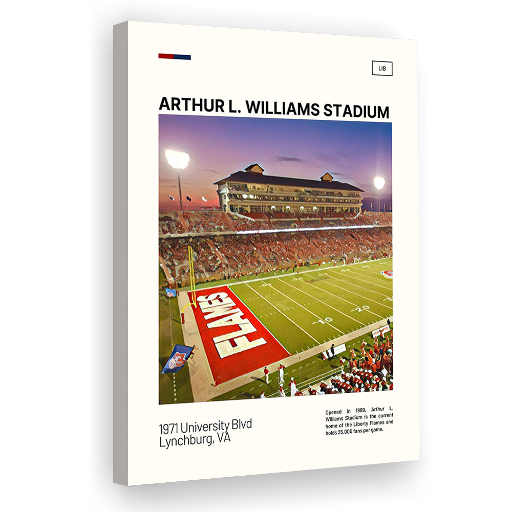 Arthur L Williams Stadium Print, Liberty Flames Stadium Canvas Art, Fan Gifts, Sport Art, Canvas Print Wall Art
