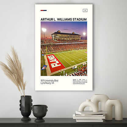 Arthur L Williams Stadium Print, Liberty Flames Stadium Canvas Art, Fan Gifts, Sport Art, Canvas Print Wall Art