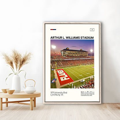 Arthur L Williams Stadium Print, Liberty Flames Stadium Canvas Art, Man Cave Gift, Floating Framed Canvas Print Wall Art