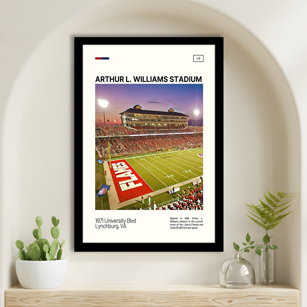 Arthur L Williams Stadium Print, Liberty Flames Stadium Art, Gifts for him, Sport Art, Framed Art Print Wall Decor