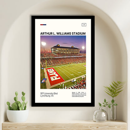 Arthur L Williams Stadium Print, Liberty Flames Stadium Art, Gifts for him, Sport Art, Framed Art Print Wall Decor