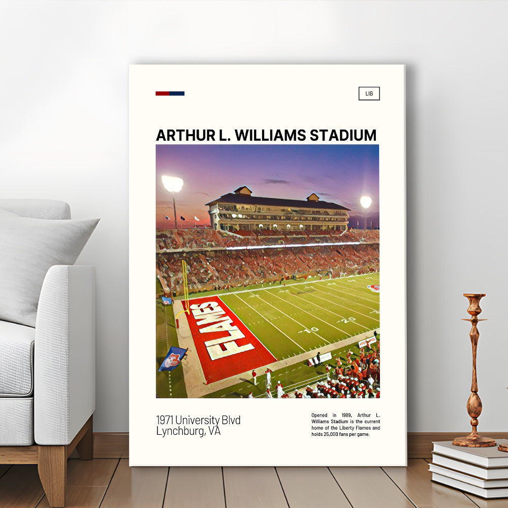 Arthur L Williams Stadium Print, Liberty Flames Stadium Canvas Art, Fan Gifts, Sport Art, Canvas Print Wall Art