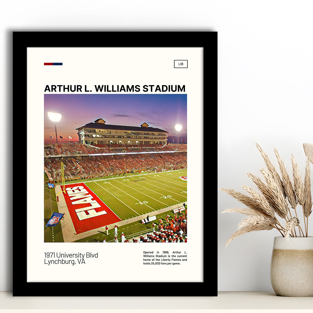 Arthur L Williams Stadium Print, Liberty Flames Stadium Art, Gifts for him, Sport Art, Framed Art Print Wall Decor