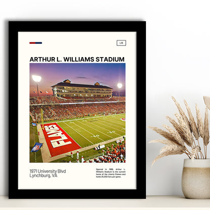 Arthur L Williams Stadium Print, Liberty Flames Stadium Art, Gifts for him, Sport Art, Framed Art Print Wall Decor