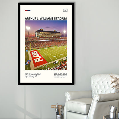 Arthur L Williams Stadium Print, Liberty Flames Stadium Art, Gifts for him, Sport Art, Framed Art Print Wall Decor