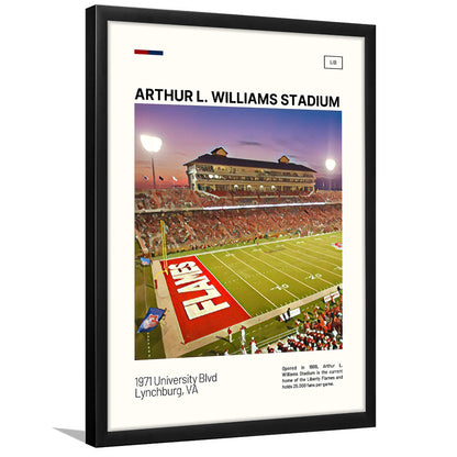 Arthur L Williams Stadium Print, Liberty Flames Stadium Art, Gifts for him, Sport Art, Framed Art Print Wall Decor