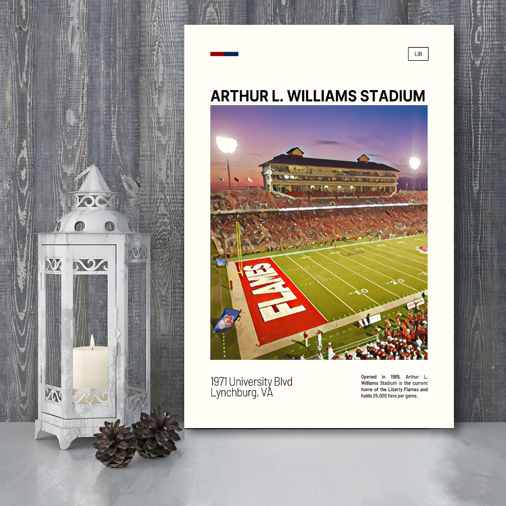 Arthur L Williams Stadium Print, Liberty Flames Stadium Canvas Art, Fan Gifts, Sport Art, Canvas Print Wall Art