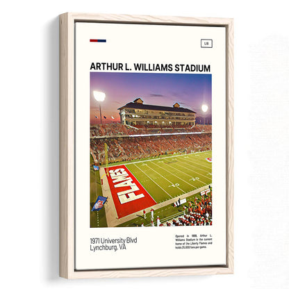 Arthur L Williams Stadium Print, Liberty Flames Stadium Canvas Art, Man Cave Gift, Floating Framed Canvas Print Wall Art