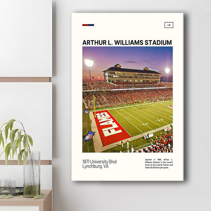 Arthur L Williams Stadium Print, Liberty Flames Stadium Canvas Art, Fan Gifts, Sport Art, Canvas Print Wall Art