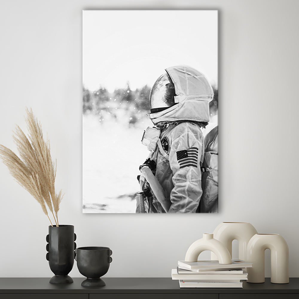 Astronaut Print Black and White Modern Space, Canvas Print Wall Art, Wall Decor, Painting Canvas