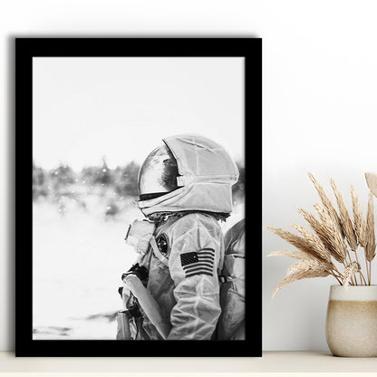 Astronaut Print Black and White Modern Space, Framed Art Print Wall Decor, Picture Framed