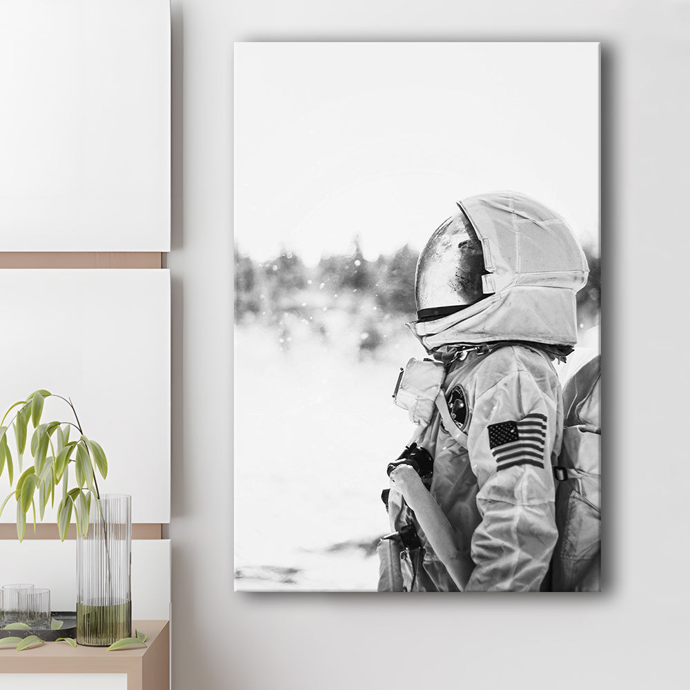 Astronaut Print Black and White Modern Space, Canvas Print Wall Art, Wall Decor, Painting Canvas