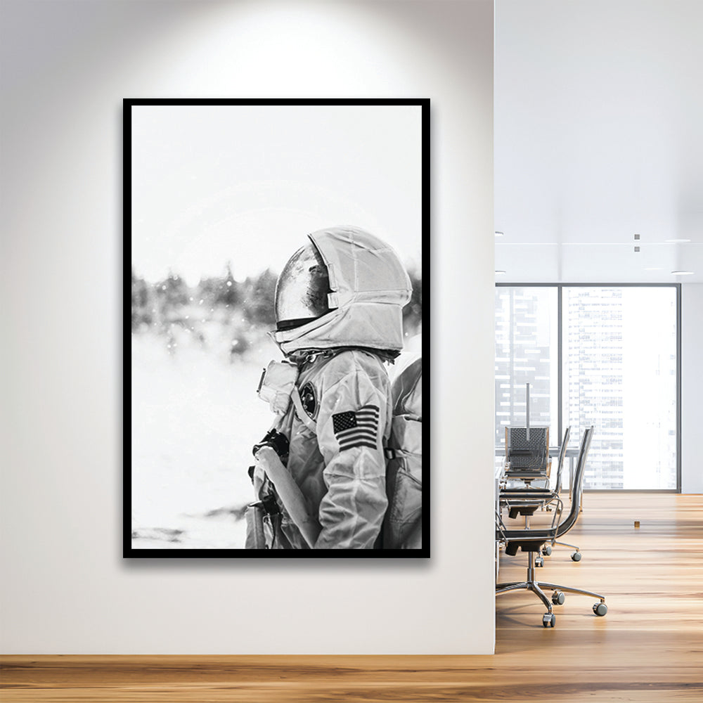 Astronaut Print Black and White Modern Space, Framed Art Print Wall Decor, Picture Framed