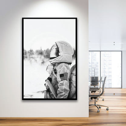 Astronaut Print Black and White Modern Space, Framed Art Print Wall Decor, Picture Framed