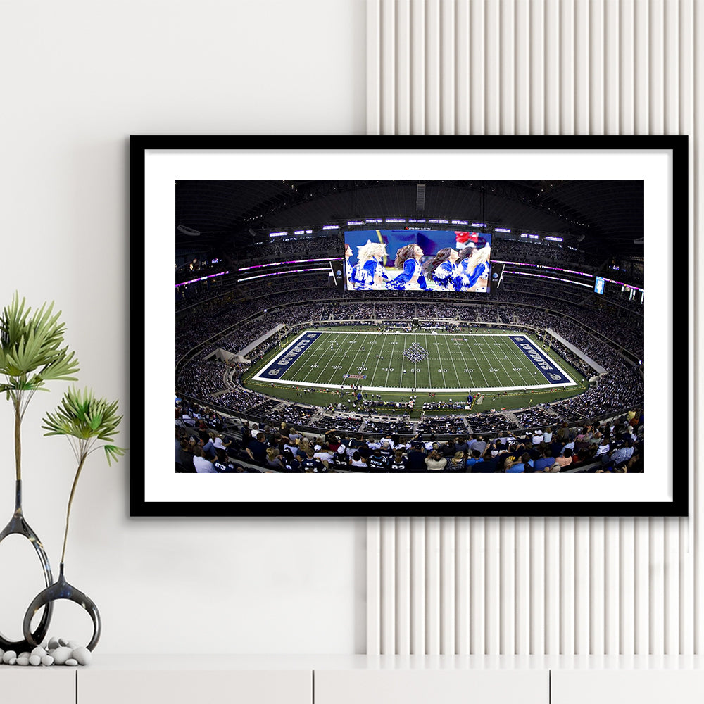 At And T Stadium, Stadium Canvas, Sport Art, Fan Gifts, White Border Framed Art Print Wall Decor