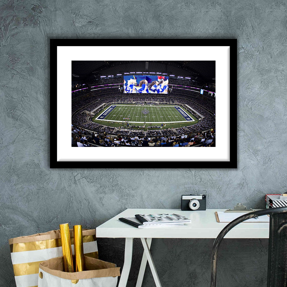 At And T Stadium, Stadium Canvas, Sport Art, Fan Gifts, White Border Framed Art Print Wall Decor