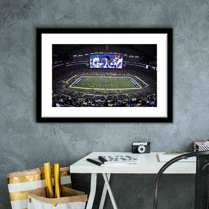 At And T Stadium, Stadium Canvas, Sport Art, Fan Gifts, White Border Framed Art Print Wall Decor