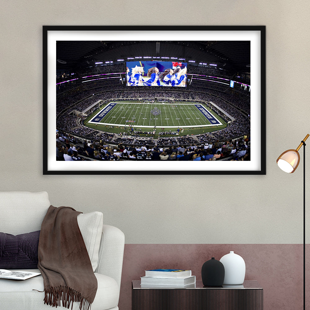 At And T Stadium, Stadium Canvas, Sport Art, Fan Gifts, White Border Framed Art Print Wall Decor