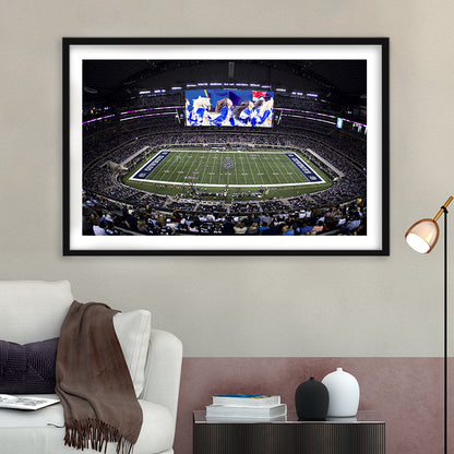 At And T Stadium, Stadium Canvas, Sport Art, Fan Gifts, White Border Framed Art Print Wall Decor