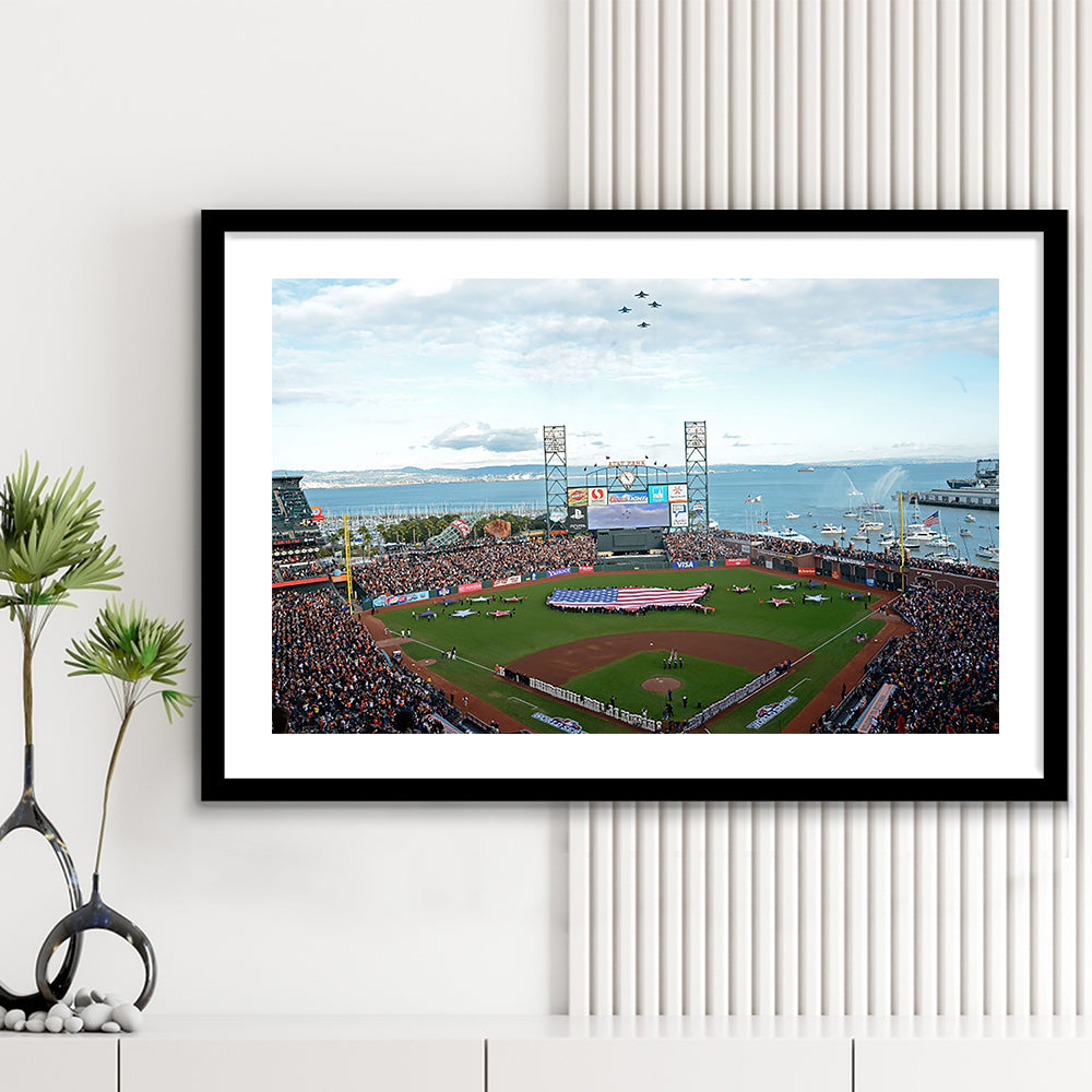 At and T Park San Francisco, Stadium Canvas, Sport Art, Gift for him, White Border Framed Art Print Wall Decor