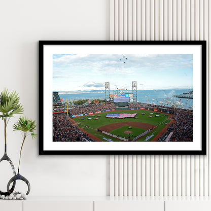 At and T Park San Francisco, Stadium Canvas, Sport Art, Gift for him, White Border Framed Art Print Wall Decor