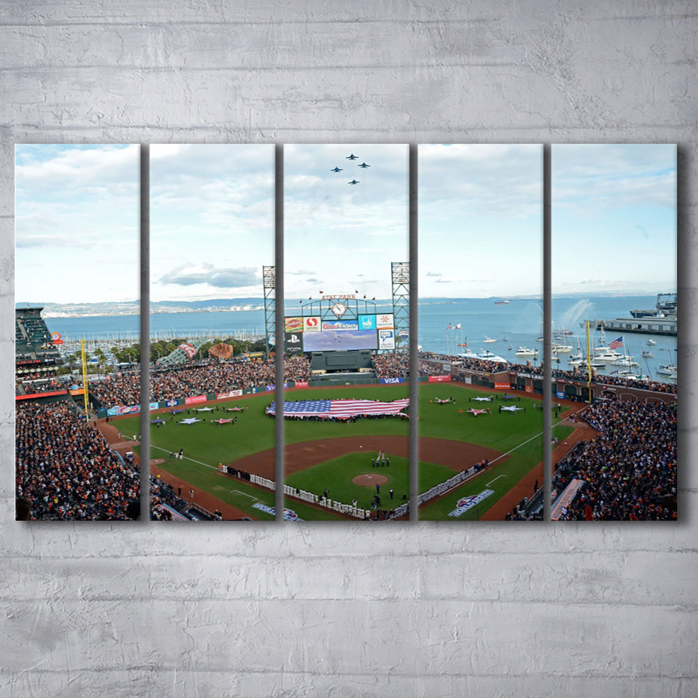 At and T Park San Francisco, Stadium Canvas, Sport Art, 5 Panel B, Extra Large Canvas, Canvas Print Wall Art